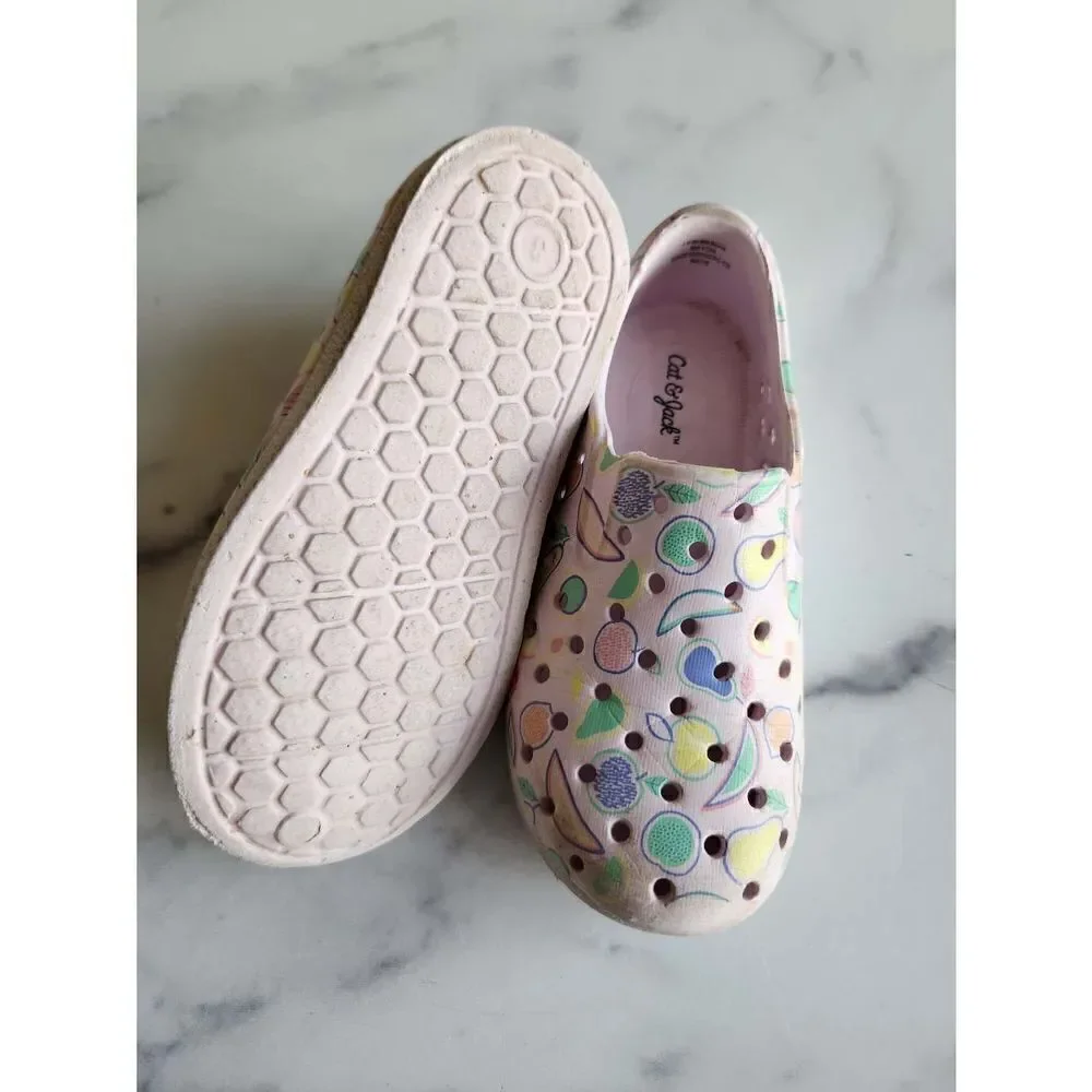 Cat & Jack girls size 8 slip on outdoor fruit pastel purple water shoes